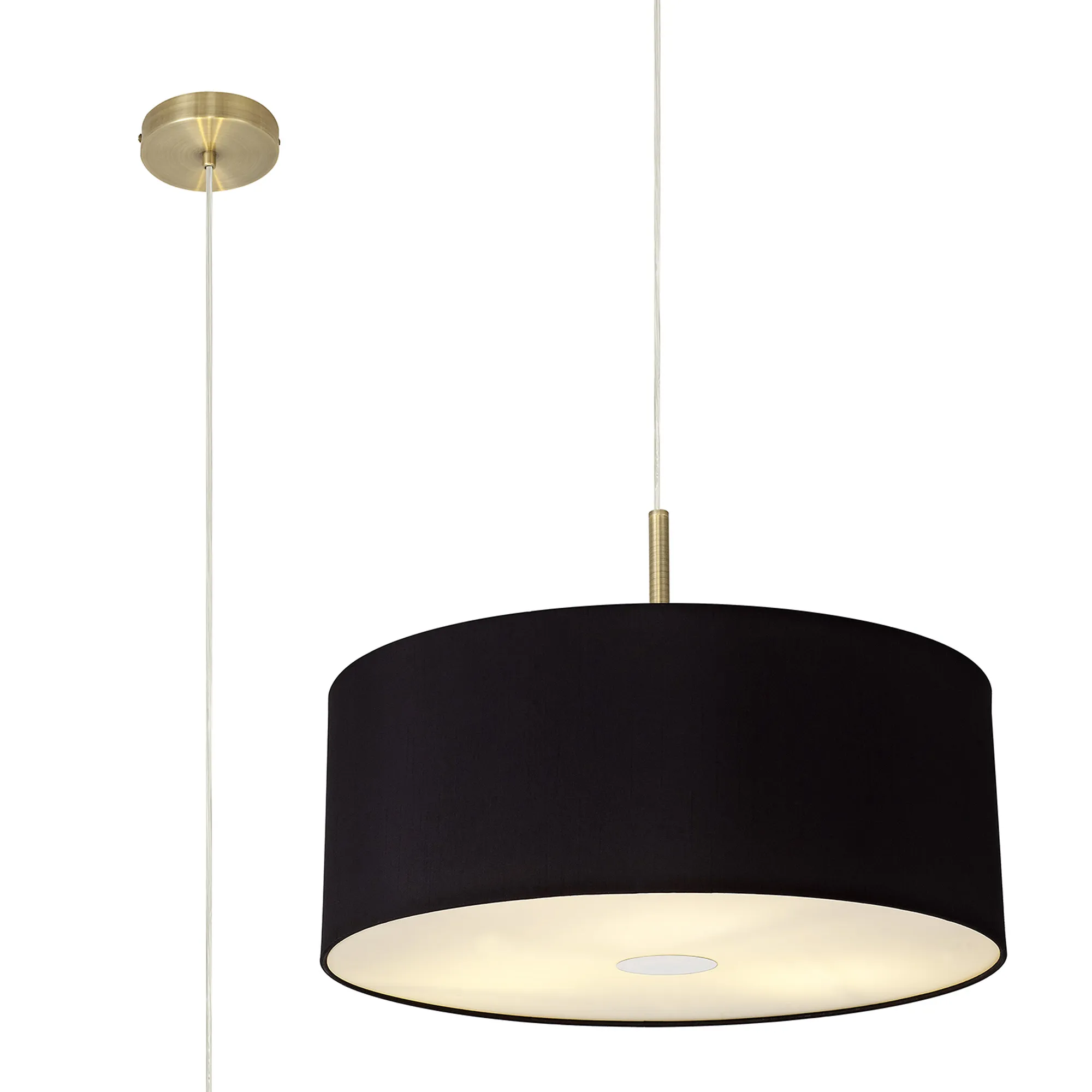 Baymont 50cm 3 Light Pendant Antique Brass, Midnight Black/Green Olive, Frosted Diffuser DK0407  Deco Baymont AB BL/GR
